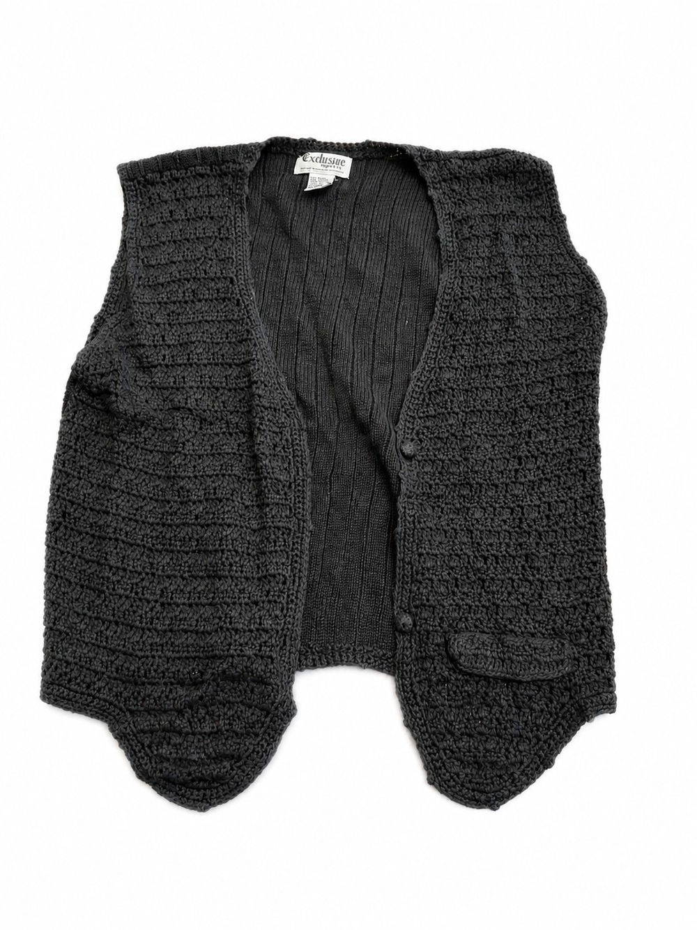 Exclusive Black Crochet Knit Vest